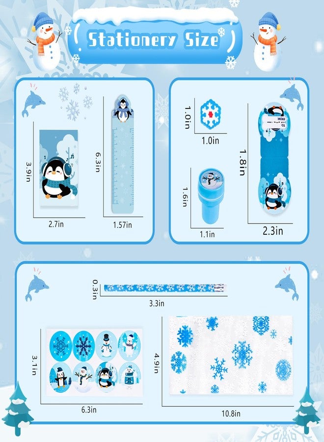 TOAPER 192PCS Winter Stationery Party Favors Bulk Winter Themed Stationery Treat Bags Birthday Supplies for Stocking Goodie Bags Stuffer Exchange School Games Prizes - Image 2
